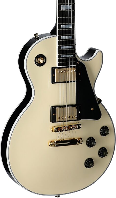 open zoom image for Gibson Les Paul Custom 70s Electric Guitar (with Case), Buttercream, Full Left Front