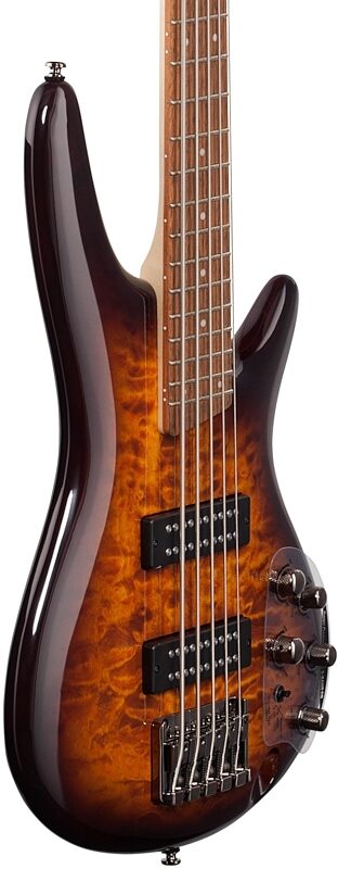 open zoom image for Ibanez SR405EQM Electric Bass, 5-String, Dragon Eye Burst, Full Left Front
