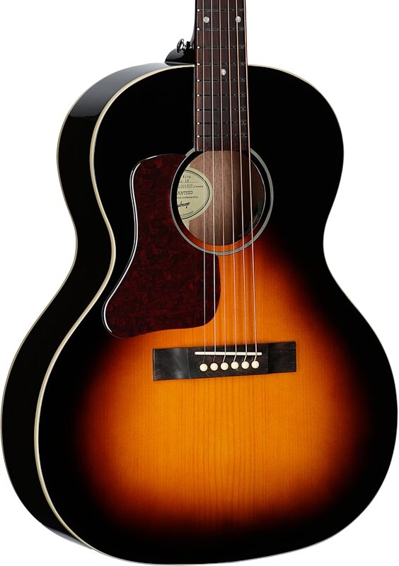 open zoom image for Epiphone Blues King Studio Acoustic-Electric Guitar, Left-Handed (with Gig Bag), Dark Burst, Full Left Front