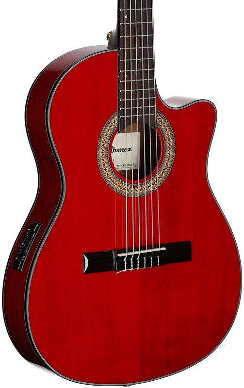 open zoom image for Ibanez GA35TCE Thinline Classical Acoustic-Electric Guitar, Sapphire Red, Full Left Front