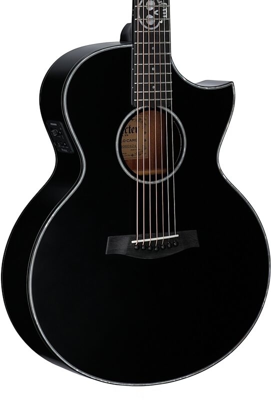 open zoom image for Schecter Regulo Caro-7 Acoustic-Electric Guitar, 7-String, Satin Black, Full Left Front