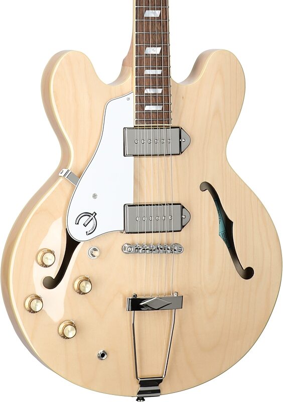 open zoom image for Epiphone Casino Archtop Hollowbody Left-Handed Electric Guitar (with Gig Bag), Natural, Full Left Front