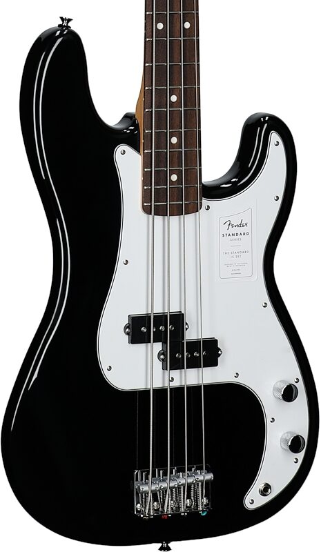 open zoom image for Fender Standard Precision Bass Guitar, Laurel Fingerboard, Black, Full Left Front