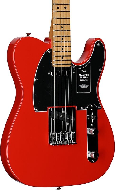 open zoom image for Fender Player II Telecaster Electric Guitar, with Maple Fingerboard, Coral Red, Full Left Front