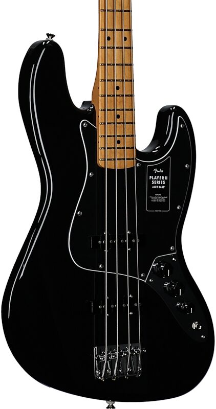 open zoom image for Fender Player II Jazz Electric Bass, with Maple Fingerboard, Black, Full Left Front