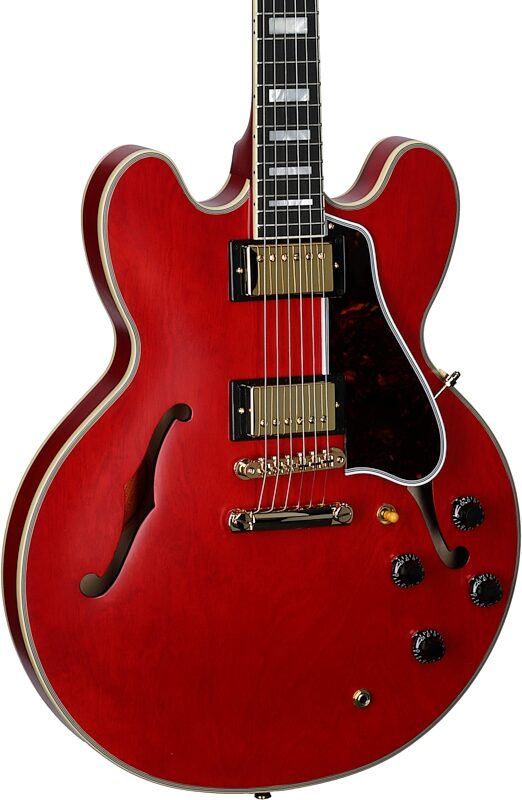 open zoom image for Epiphone 1959 ES-355 Semi-Hollow Electric Guitar (with Case), Cherry Red, Full Left Front