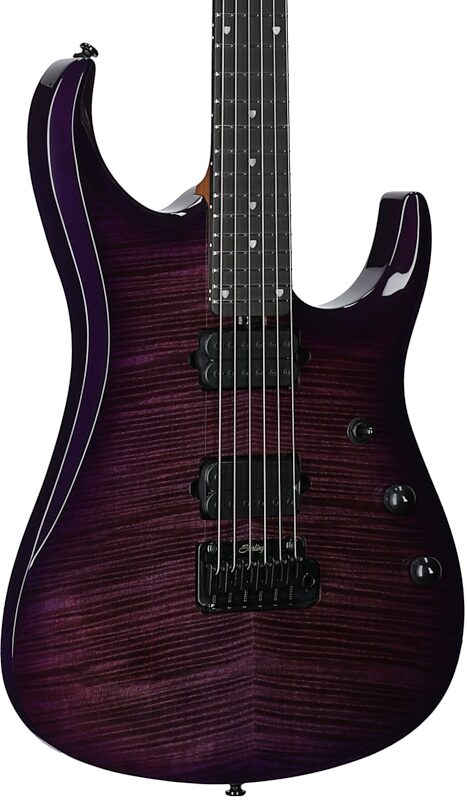open zoom image for Sterling by Music Man JP150 DiMarzio Guitar, Purple Nebula, Ebony Fretboard, Full Left Front