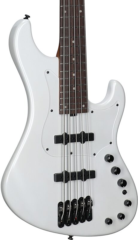 open zoom image for Ibanez MDM1005 Mode Electric Bass, 5-String (with Gig Bag), Pearl White, Full Left Front