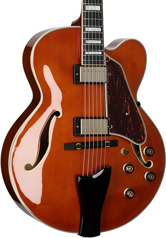 open zoom image for Ibanez Artcore Expressionist AF95 Electric Guitar, Dark Amber, Full Left Front