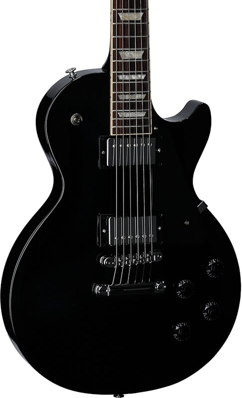 open zoom image for Gibson Les Paul Studio Electric Guitar (with Soft Case), Ebony, Full Left Front