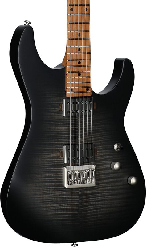 open zoom image for Schecter C-1 Standard Plus Electric Guitar, Maple Fingerboard, Transparent Black Burst, Full Left Front