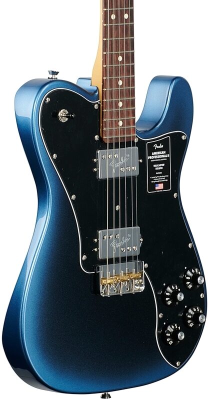 open zoom image for Fender American Pro II Telecaster Deluxe Electric Guitar, Rosewood Fingerboard (with Case), Dark Night, Full Left Front