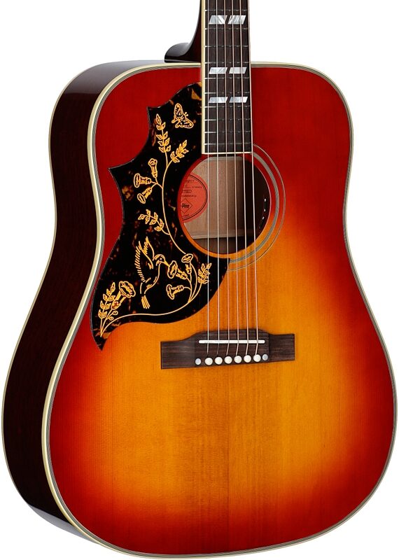 open zoom image for Epiphone Inspired by Gibson Custom 1960 Hummingbird Acoustic-Electric Guitar, Left-Handed (with Case), Cherry Sunburst, Full Left Front