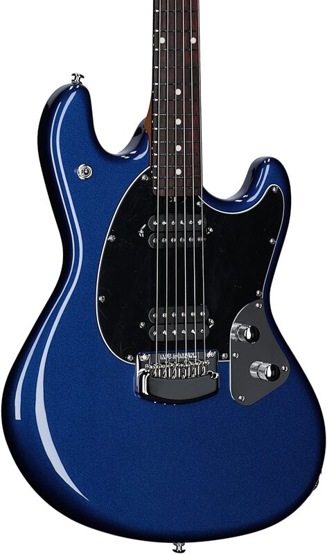 open zoom image for Ernie Ball Music Man StingRay RS Electric Guitar (with Case), Lakeside Blue, Rosewood Fretboard, Full Left Front