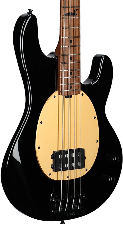 open zoom image for Sterling by Music Man Pete Wentz Signature StingRay Electric Bass, Black, Roasted Maple Fretboard, Full Left Front