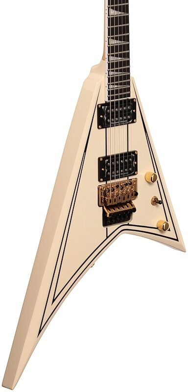 open zoom image for Jackson Pro Series Rhoads RR3 Electric Guitar, Ebony Fingerboard, Ivory with Black Pinstripes, Full Left Front