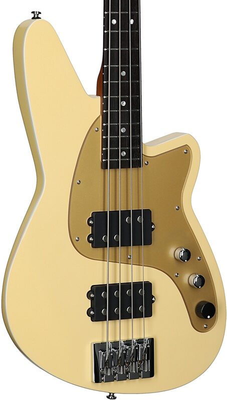open zoom image for Reverend Mercalli 4 Electric Bass, Powder Yellow, Rosewood Fretboard, Full Left Front