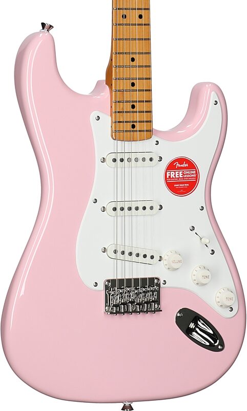 open zoom image for Squier Classic Vibe '50s Stratocaster HT Electric Guitar, with Maple Fingerboard, Shell Pink, Full Left Front