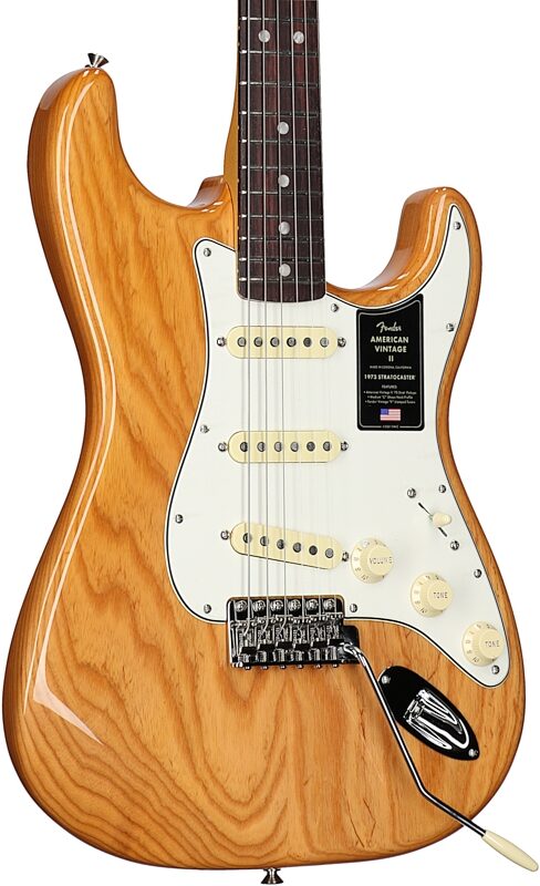 open zoom image for Fender American Vintage II 1973 Stratocaster Electric Guitar, Rosewood Fingerboard (with Case), Aged Natural, Full Left Front