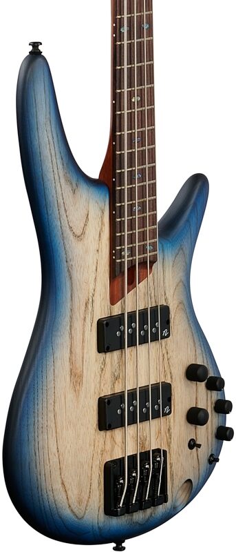 open zoom image for Ibanez SR600E Electric Bass, Cosmic Blue Starburst Flat, Full Left Front