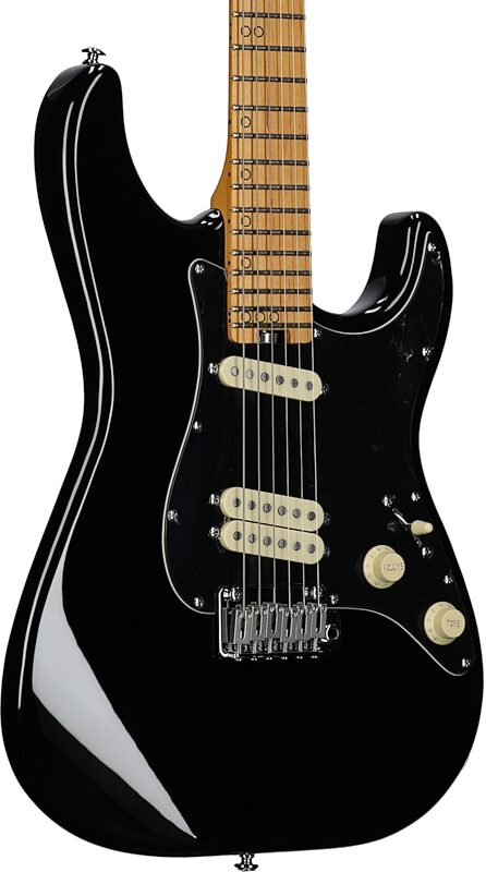 open zoom image for Schecter MV-6 Electric Guitar, with Maple Fingerboard, Gloss Black, Open Box (Very Good), Full Left Front