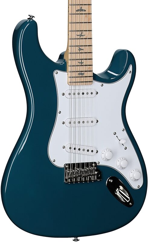 open zoom image for PRS Paul Reed Smith SE Silver Sky Electric Guitar, Maple Fretboard (with Gig Bag), Nylon Blue, Full Left Front