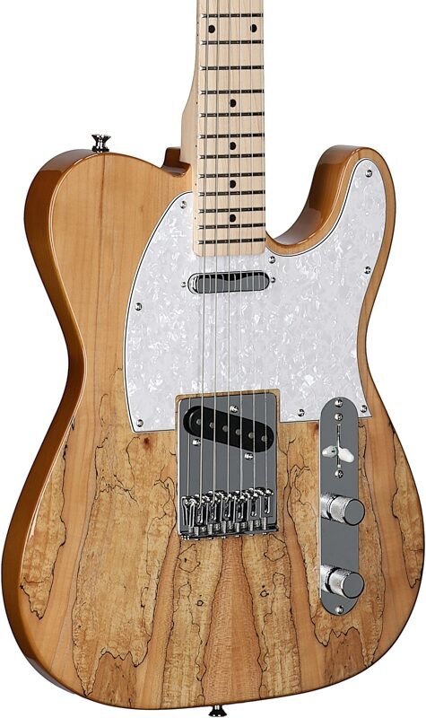 open zoom image for Michael Kelly 1953 Electric Guitar, with Maple Fingerboard, Natural, Spalted Maple Top, Full Left Front