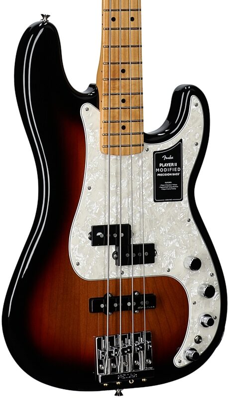 open zoom image for Fender Player II Modified Active Precision Electric Bass, Maple Fingerboard (with Gig Bag), 3-Color Sunburst, Full Left Front