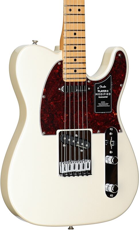 open zoom image for Fender Player II Modified Telecaster Electric Guitar, Maple Fingerboard, Olympic Pearl, Full Left Front