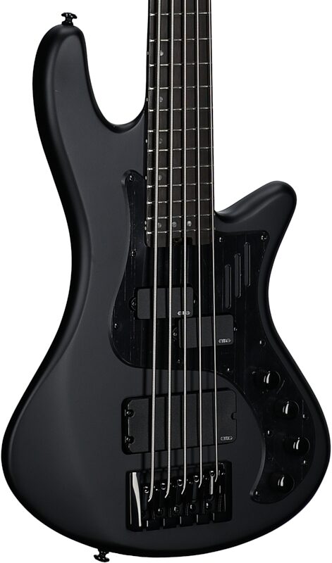 open zoom image for Schecter Stiletto Stealth-5 Pro Electric Bass, 5-String, Satin Black, Full Left Front