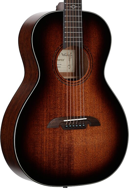 open zoom image for Alvarez AP66 Parlor Acoustic Guitar, Shadowburst, Full Left Front