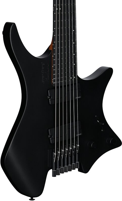 open zoom image for Strandberg Boden Metal NX 7 Electric Guitar, 7-String (with Gig Bag), Black Granite, Full Left Front