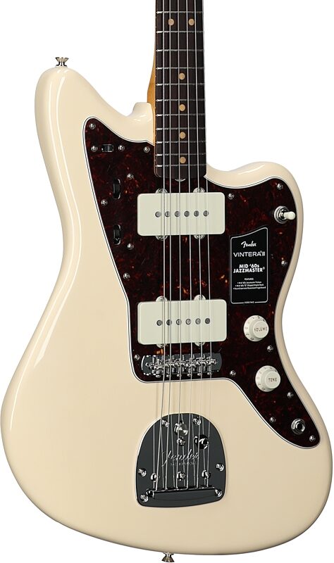 open zoom image for Fender Vintera III Mid 60s Jazzmaster Electric Guitar (with Gig Bag), Olympic White, Rosewood Fretboard, Full Left Front