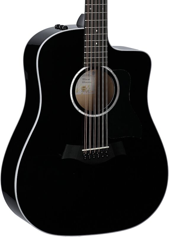 open zoom image for Taylor 250ce Plus Grand Auditorium Acoustic-Electric Guitar, Black, Full Left Front