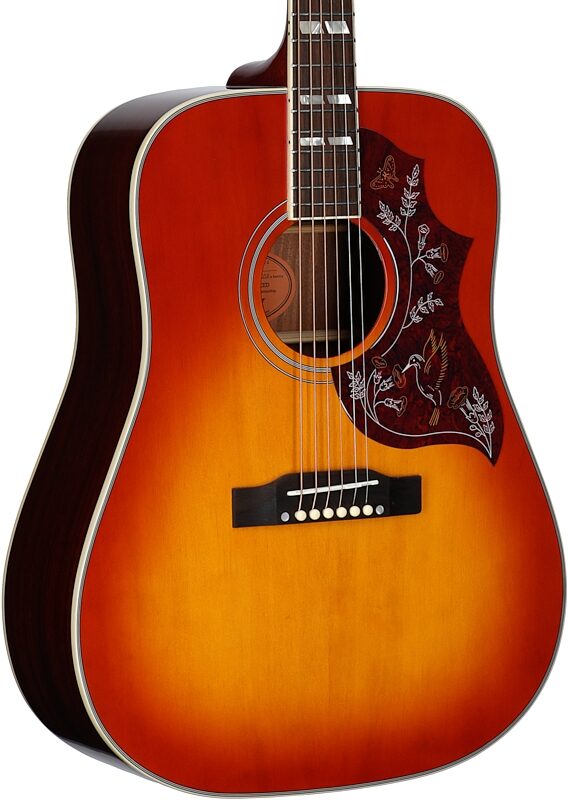 open zoom image for Epiphone Inspired by Gibson Hummingbird Standard Acoustic-Electric Guitar (with Gig Bag), Cherry Sunburst, Full Left Front