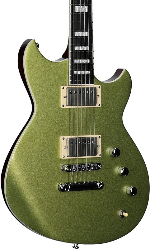 open zoom image for Reverend Sensei HH Electric Guitar, Metallic Lime, Full Left Front