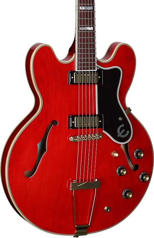 open zoom image for Epiphone Masterbilt Gem Archer Sheraton Electric Guitar (with Case), Cherry, Full Left Front