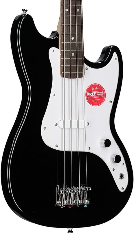 open zoom image for Squier Sonic Bronco Bass Guitar, Laurel Fingerboard, Black, Full Left Front
