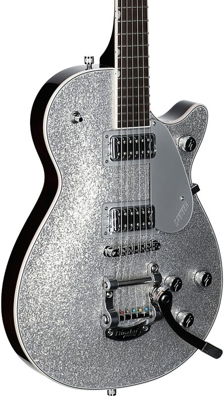 open zoom image for Gretsch G5230T Electromatic Sparkle Jet FT Electric Guitar, Silver, Full Left Front