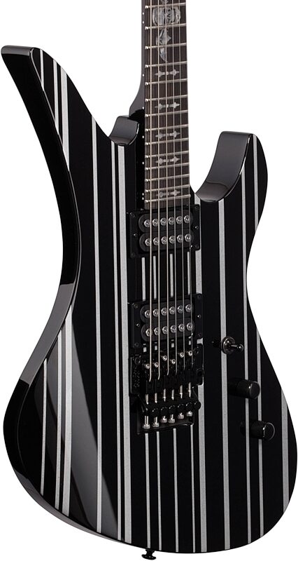 open zoom image for Schecter Synyster Gates Standard Electric Guitar, Black Silver Stripes, Full Left Front