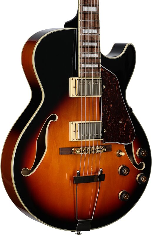 open zoom image for Ibanez AG75G Artcore Hollowbody Electric Guitar, Brown Sunburst, Full Left Front