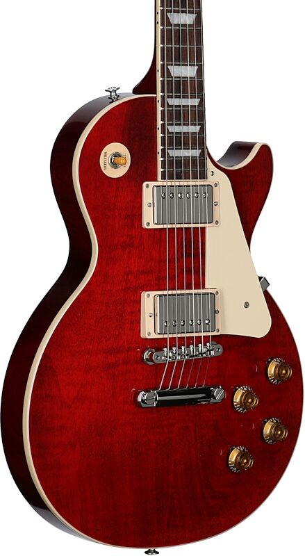 open zoom image for Gibson Les Paul Standard 50s Custom Color Electric Guitar, Figured Top (with Case), Cherry, Full Left Front