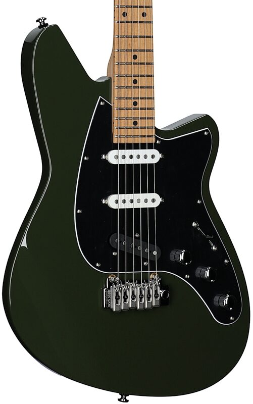 open zoom image for Reverend Six Gun TL Electric Guitar, Army Green, Full Left Front