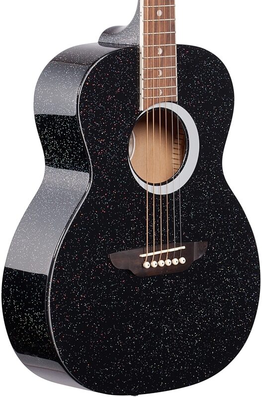 open zoom image for Luna Aurora Borealis 3/4-Size Acoustic Guitar, Black, Full Left Front