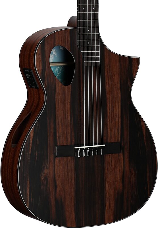 open zoom image for Michael Kelly Forte Port Nylon Classical Acoustic-Electric Guitar, Java Ebony, Full Left Front