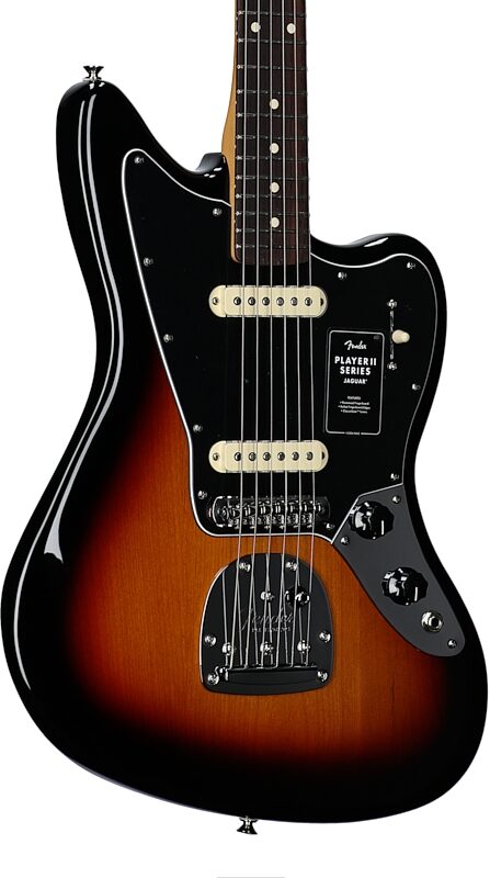 open zoom image for Fender Player II Jaguar Electric Guitar, with Rosewood Fingerboard, 3-Color Sunburst, Full Left Front
