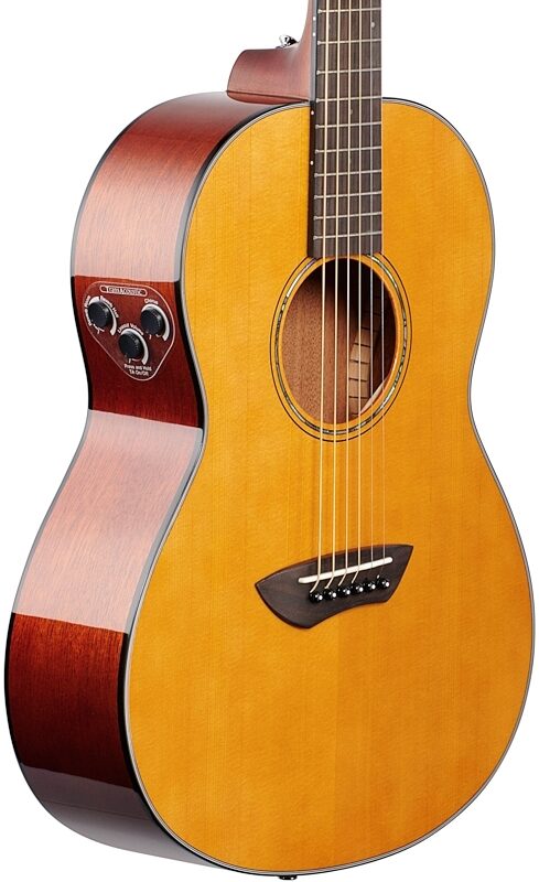 open zoom image for Yamaha CSF-TA TransAcoustic Parlor Acoustic Guitar, Vintage Natural, Open Box (Very Good), Full Left Front