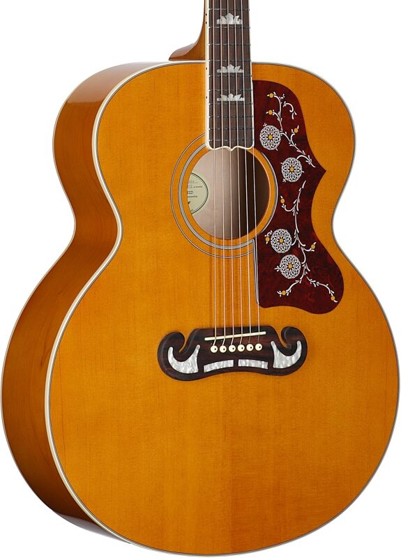 open zoom image for Epiphone J-200 Studio Jumbo Acoustic-Electric Guitar (with Gig Bag), Natural, Full Left Front
