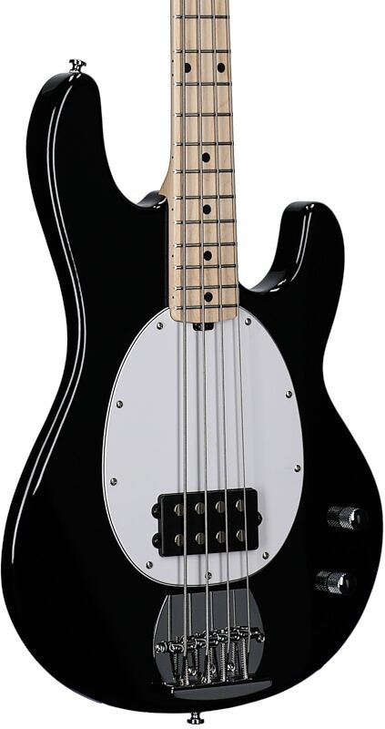 open zoom image for Sterling Intro Series StingRay Electric Bass, Black, Hard Maple Fretboard, Full Left Front