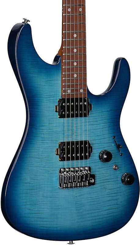 open zoom image for Ibanez AZ24S1F Electric Guitar, Transparent Turquoise Sunburst, Open Box (Very Good), Full Left Front